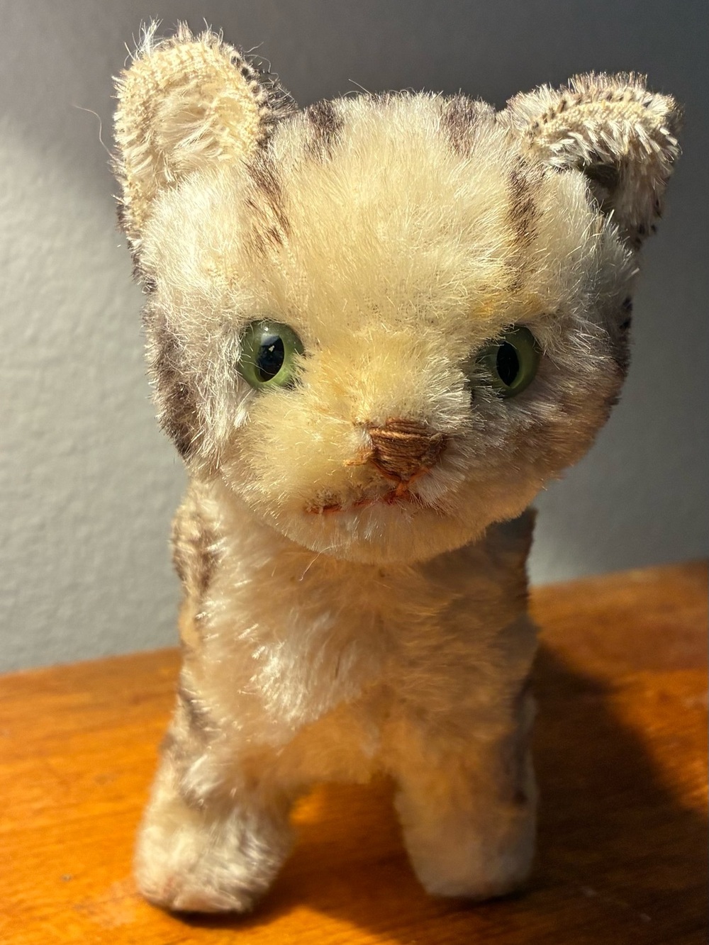 Vintage Authentic Steiff Standing Cat Toy 8” long, 6” high